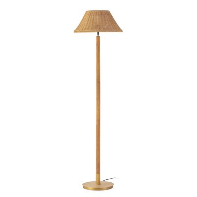 LAMPADA DA TERRA 30X30X152 METALLO ORO/LEGNO/RATTAN NATURALE CON SCHERMO TH2549900