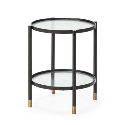 TABLE AUXILIAIRE 51X51X56 METAL NOIR/LAITON VIEUX/VERRE TH6612700