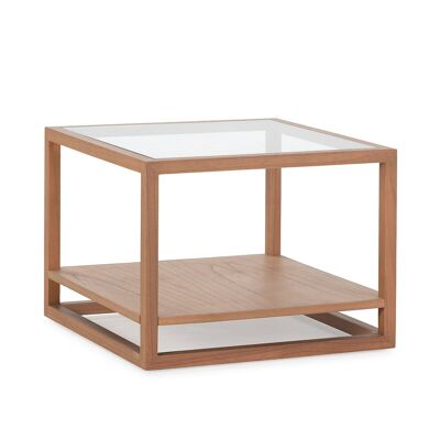 AUXILIARY TABLE 60X60X45 GLASS/NATURAL WOOD TH7646203
