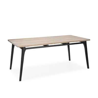 DINING TABLE 150X80X76 BLACK/NATURAL WOOD WITH GRAY PATINA TH7646618