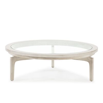 COFFEE TABLE 100X100X32 VEILED WHITE WOOD/GLASS TH7547408