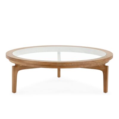 COFFEE TABLE 100X100X32 NATURAL WOOD/GLASS TH7547403