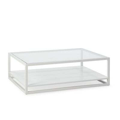 COFFEE TABLE 120X90X40 GLASS/WOOD WHITE TH7646002