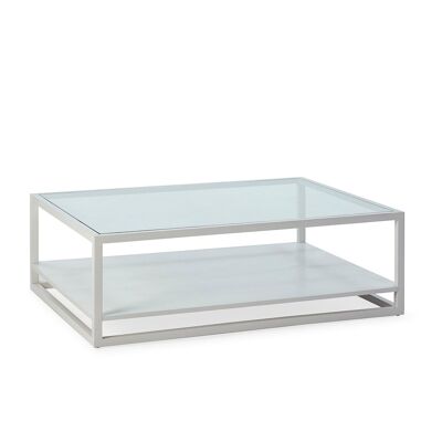 TABLE BASSE 120X90X40 VERRE/BOIS VOILE GRIS TH7646009