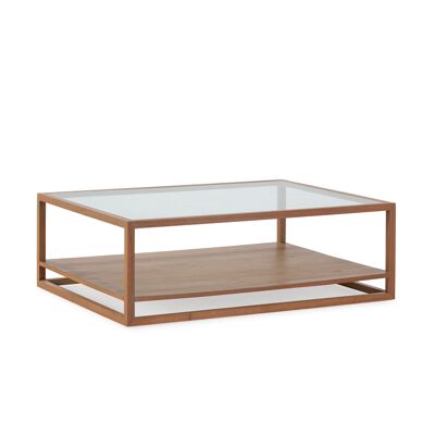 COFFEE TABLE 120X90X40 GLASS/NATURAL WOOD TH7646003