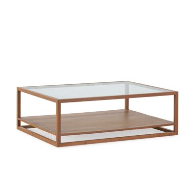 MESA DE CENTRO 120X90X40 CRISTAL/MADERA NATURAL TH7646003