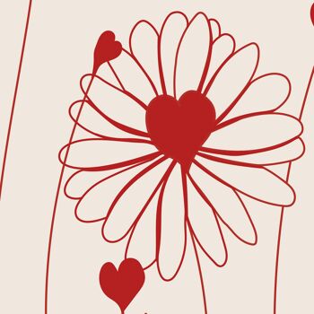 Illustration Cœur de fleurs - Affiche fleurie poétique - rouge 2