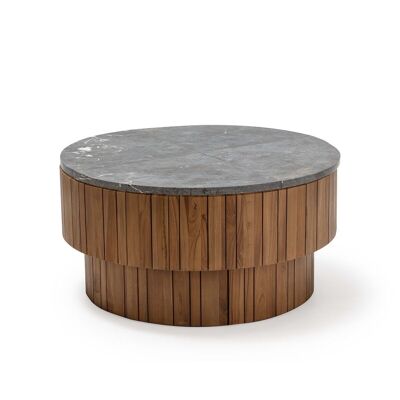 COFFEE TABLE 90X90X45 BROWN WOOD/GRAY STONE TH2701900