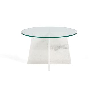 TABLE BASSE 76X76X45 VERRE/MARBRE BLANC TH6959000 2