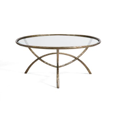 MESA DE CENTRO 91X91X43 METAL/CRISTAL DORADO ANTIQUE TH6661500