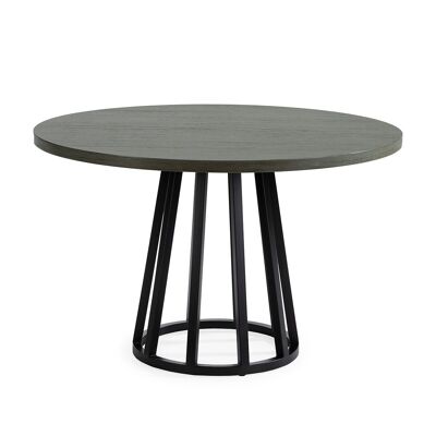 DINING TABLE 120X120X75 GRAY WOOD/BLACK METAL TH2650622