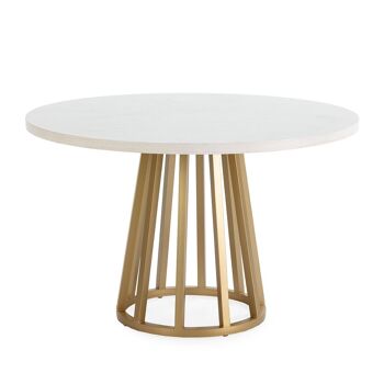 TABLE À MANGER 120X120X75 BOIS BLANC/MÉTAL DORÉ TH2650621 2