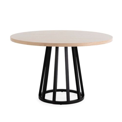 MESA DE COMEDOR 120X120X75 MADERA NATURAL/METAL NEGRO TH2650624