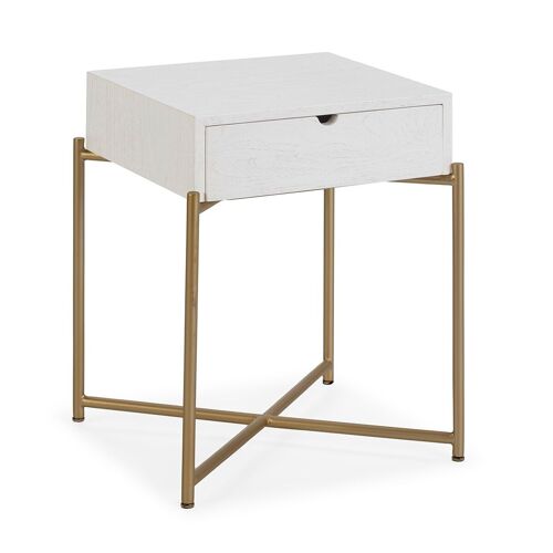 MESITA DE NOCHE 50X40X62 MADERA BLANCO/METAL DORADO TH2650321