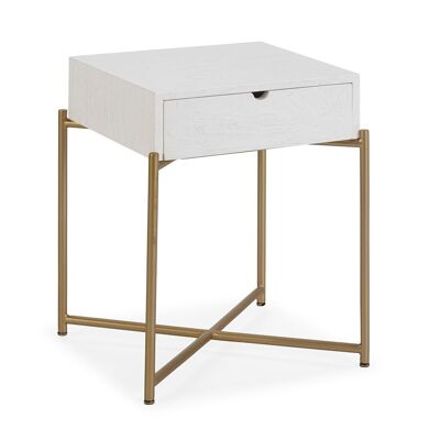 COMODINO 50X40X62 LEGNO BIANCO/METALLO ORO TH2650321