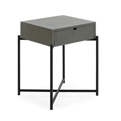 TABLE DE NUIT 50X40X62 BOIS GRIS/MÉTAL NOIR TH2650322