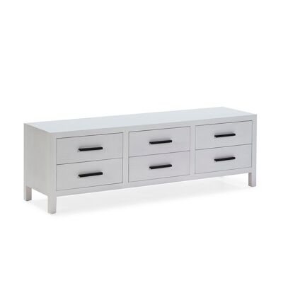 TV CABINET 150X40X50 WHITE WOOD/BLACK METAL TH7645302
