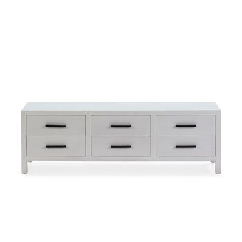 MEUBLE TV 150X40X50 BOIS BLANC/MÉTAL NOIR TH7645302 2