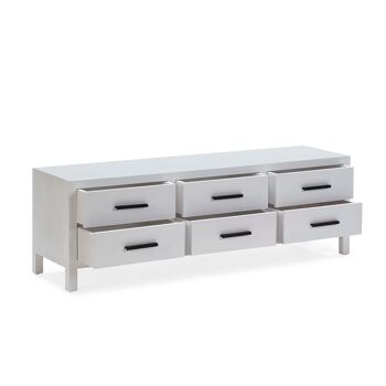 MEUBLE TV 150X40X50 BOIS BLANC/MÉTAL NOIR TH7645302 3