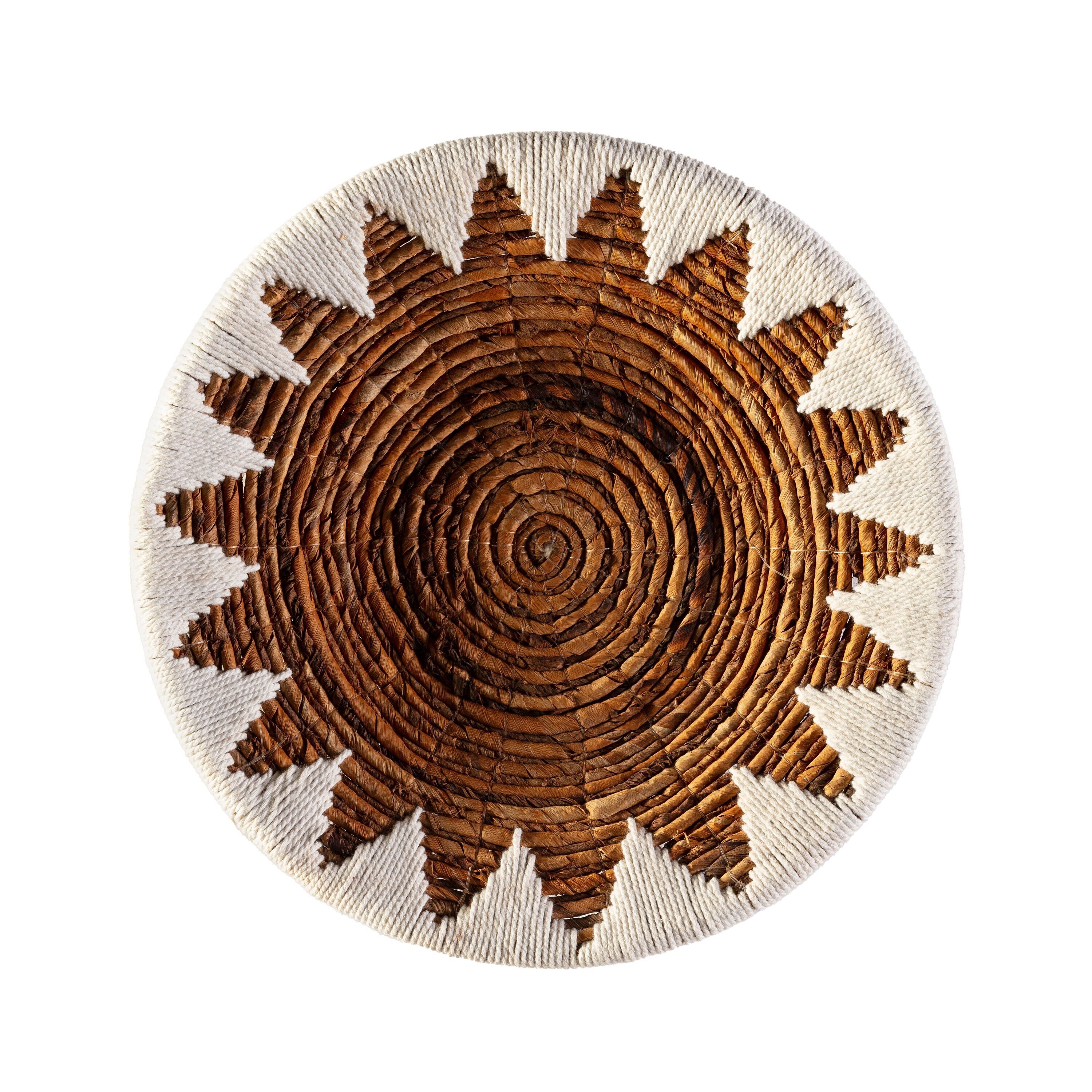 PIATTO DECORATIVO 40X40X2 NATURALE/BIANCO FOGLIA BANANA TH7986600