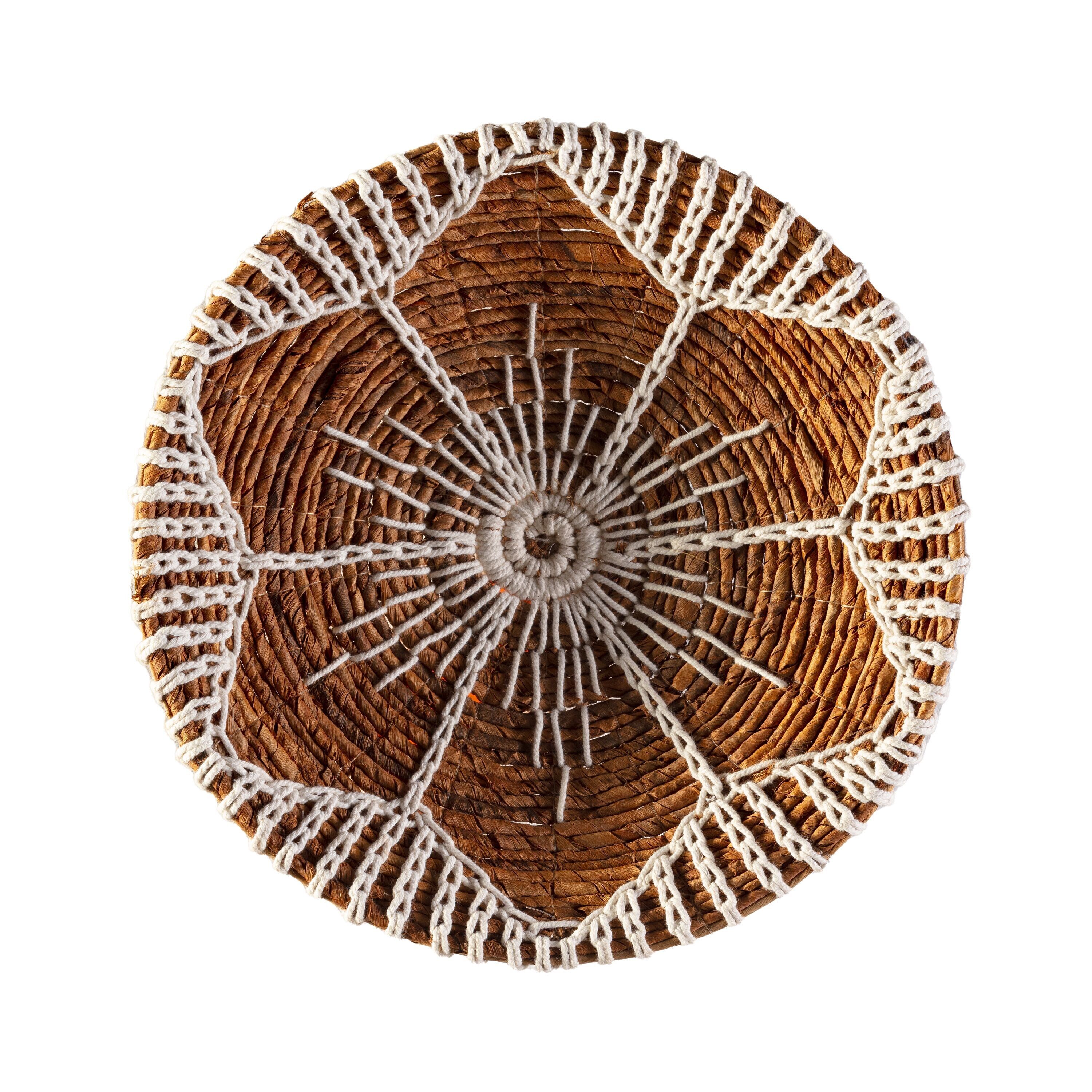 PIATTO DECORATIVO 40X40X2 NATURALE/BIANCO FOGLIA BANANA TH7986800