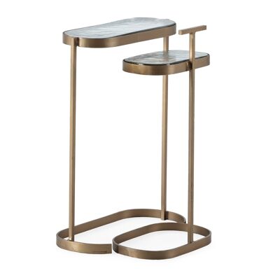 SET/2 AUXILIARY TABLE 40X17X57 / 26X19X60 RUSTIC GLASS/ANTIC GOLD METAL TH5418200