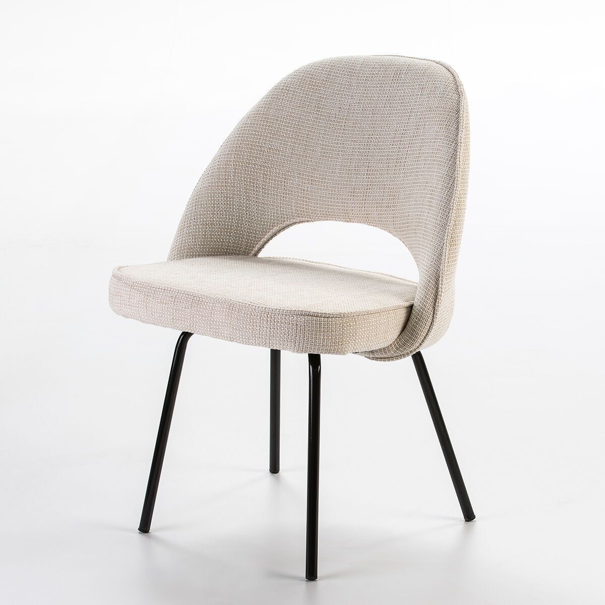 SEDIA 54X58X80 METALLO NERO/TESSUTO POLIESTERE BIANCO YB331-1 UK FR TH25631UK