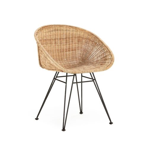 SILLA 52X60X75 METAL NEGRO/MIMBRE NATURAL TH3000400