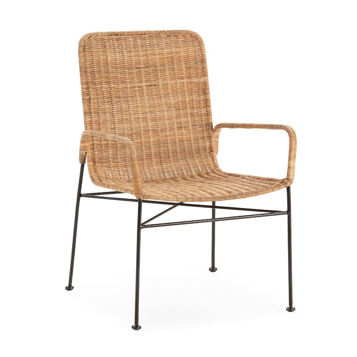 SEDIA 64X58X84 METALLO NERO/VIMINI NATURALE TH3000600