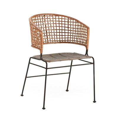 CHAIR 56X53X81 BLACK METAL/BROWN WICKER/NATURAL TH3001300