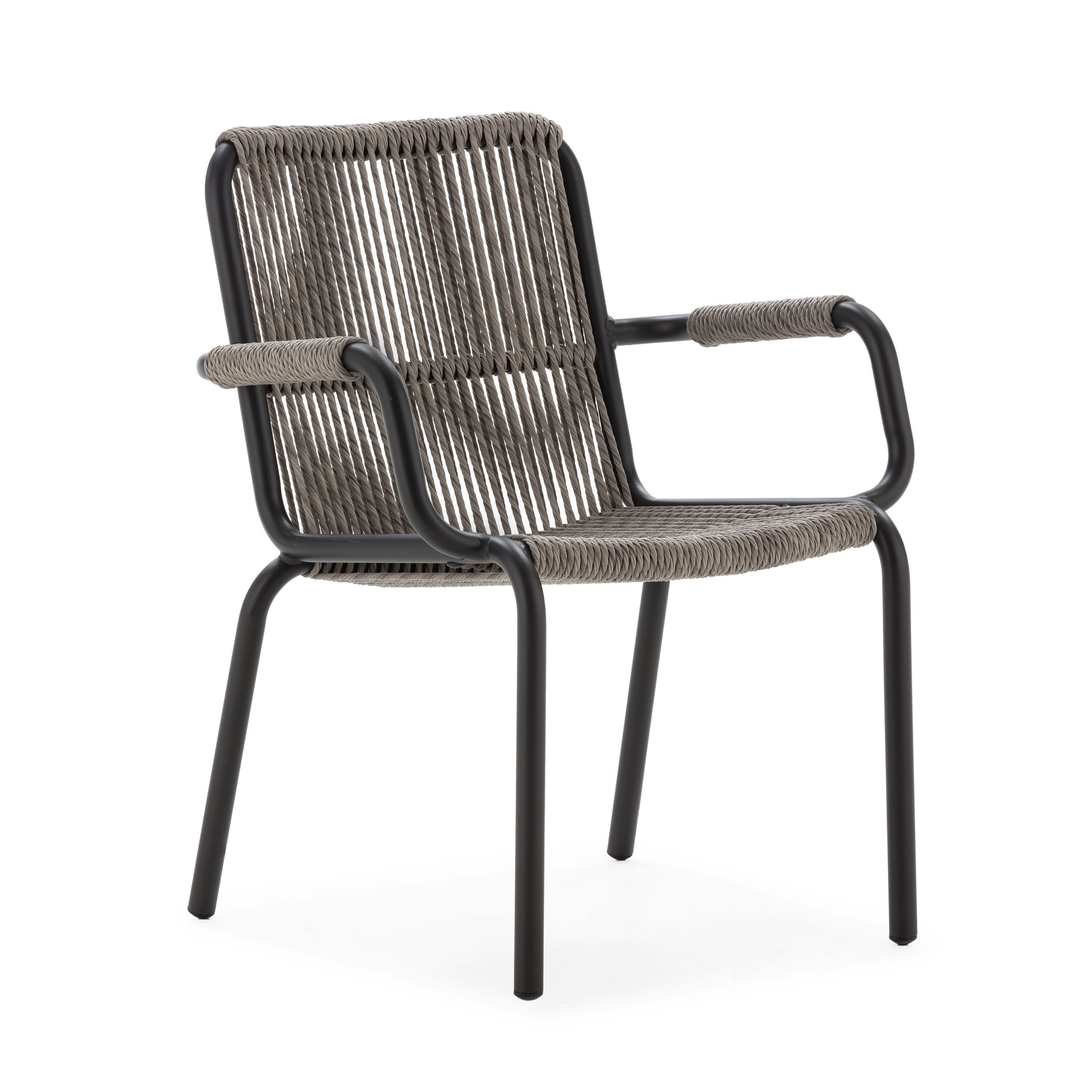 STUHL 60X61X81 SCHWARZES ALUMINIUM/GRAUES GEWEDE TH6541100