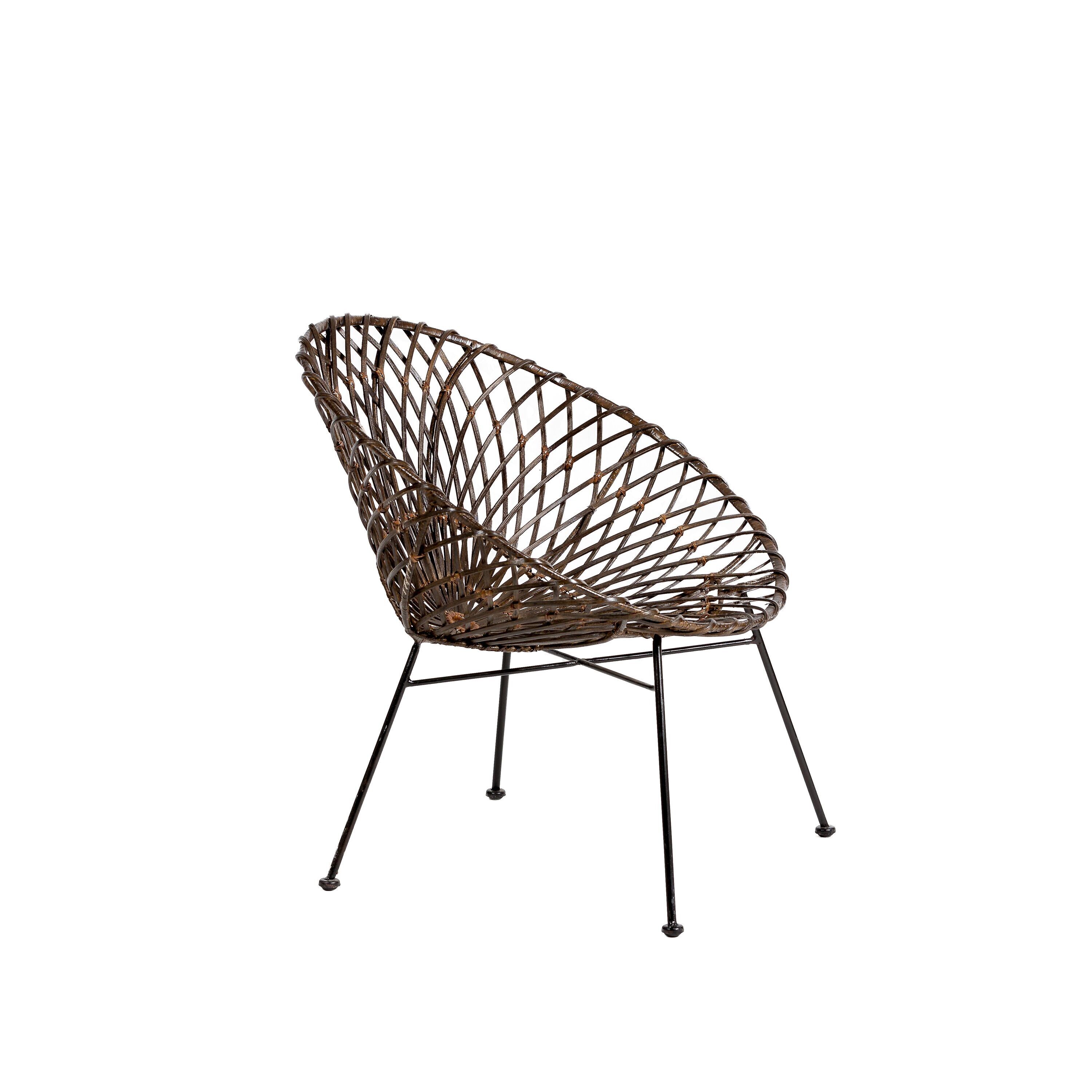 POLTRONA 67X72X77 METALLO NERO/VIMINI MARRONE TH3000500