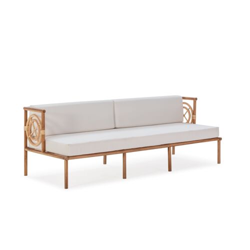 SOFA 190X76X65 MADERA DE TECA/RATAN/TELA BLANCO TH2704800