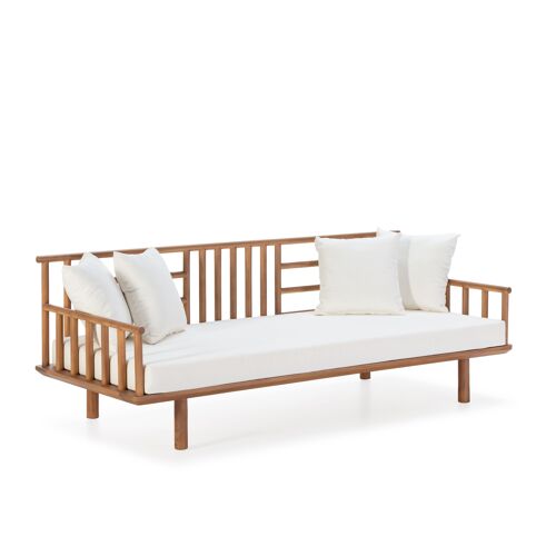 SOFA 190X90X83 MADERA TECA/TELA BLANCA TH2704100