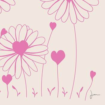 Illustration Cœur de fleurs - Affiche fleurie poétique - rose 2