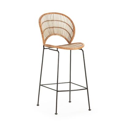 HIGH STOOL 55X44X104 BLACK METAL/NATURAL WICKER/WASHED WHITE TH2999800