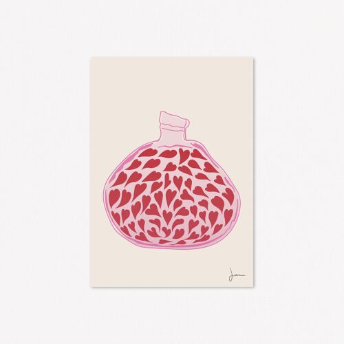 Illustration vase de cœurs - Affiche pleine d'émotions