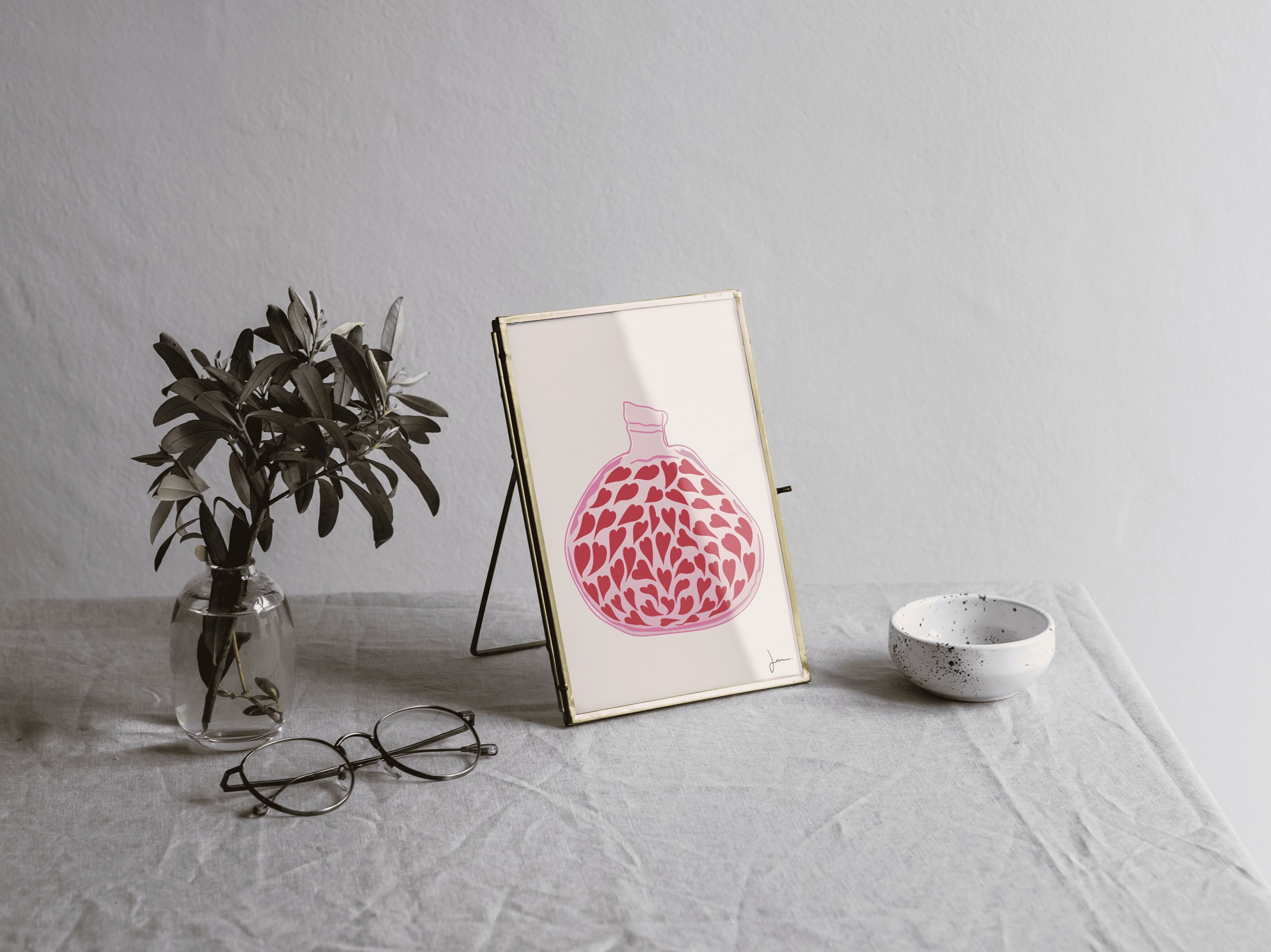 Illustrazione vaso di cuori - Poster pieno di emozioni