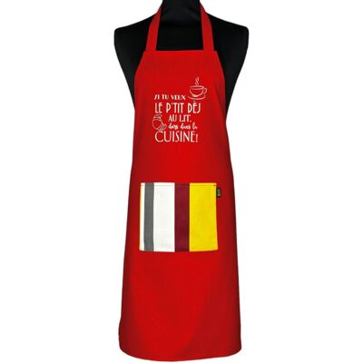 Apron, "If you want breakfast in bed, sleep in the kitchen" red