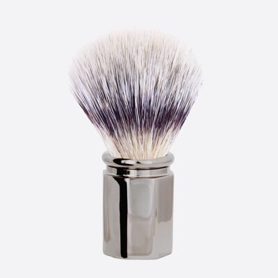 'High Mountain White' Octagonal Fiber Shaving Brush - Ruthenium