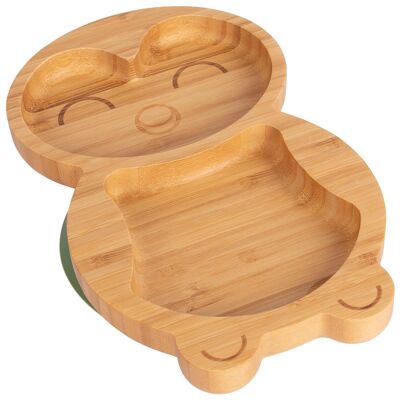 Assiette à Ventouse en Bambou Pingouin Vert Olive - Par Tiny Dining