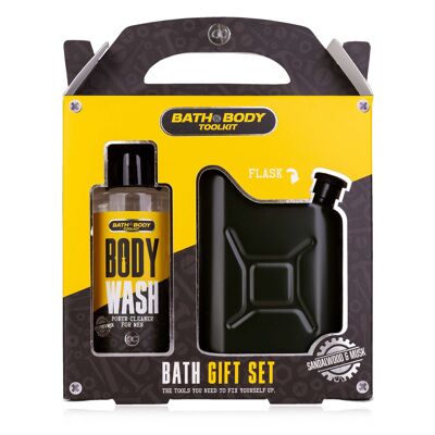 Men's shower gel set + black steel flask BATH & BODY TOOL - 6059219