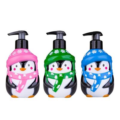 Liquid soap dispenser 320ml HAPPY PENGUIN, 3 assorted models, white tea scent - 350346