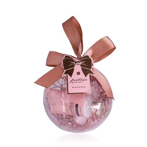 Coffret pour les mains & bain FESTIVE ROSE - 500734