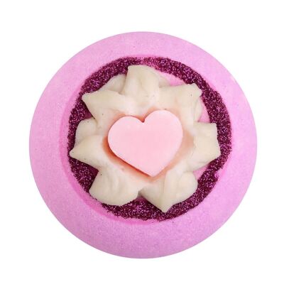 Bomba da bagno / Palla da bagno effervescente "LOVE IS ALL" 190g, profumo di fragola e rabarbaro - 230596