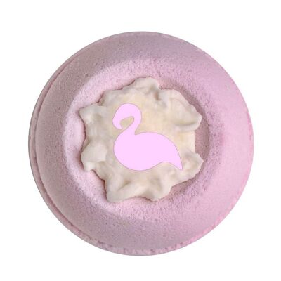 Bombe de bain /Boule effervescente pour le bain FLAMANT ROSE 190g, senteur : Bubble Gum - 230593