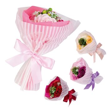 Bouquet de 3X8g Roses en papier de savon, 4 modèles assortis, senteur : Rose - 230989 1