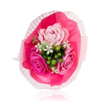 Bouquet de 3X8g Roses en papier de savon, 4 modèles assortis, senteur : Rose - 230989 3