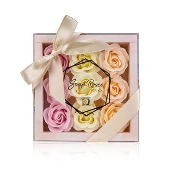 Coffret 9 Roses de savon, 3 modèles assortis, senteur rose - 3558046 2