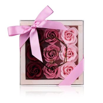 Coffret 9 Roses de savon, 3 modèles assortis, senteur rose - 3558046 3